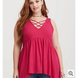 Pink hi lo babydoll tank